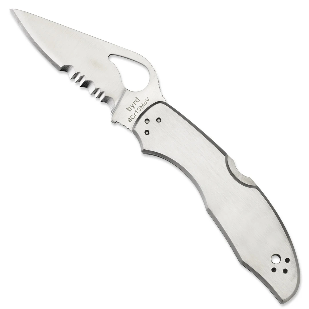 Byrd Meadowlark 2 Stainless Folder Knife, Satin Combo Blade 1 Byrd Meadowlark 2 Stainless Folder Knife, Satin Combo Blade