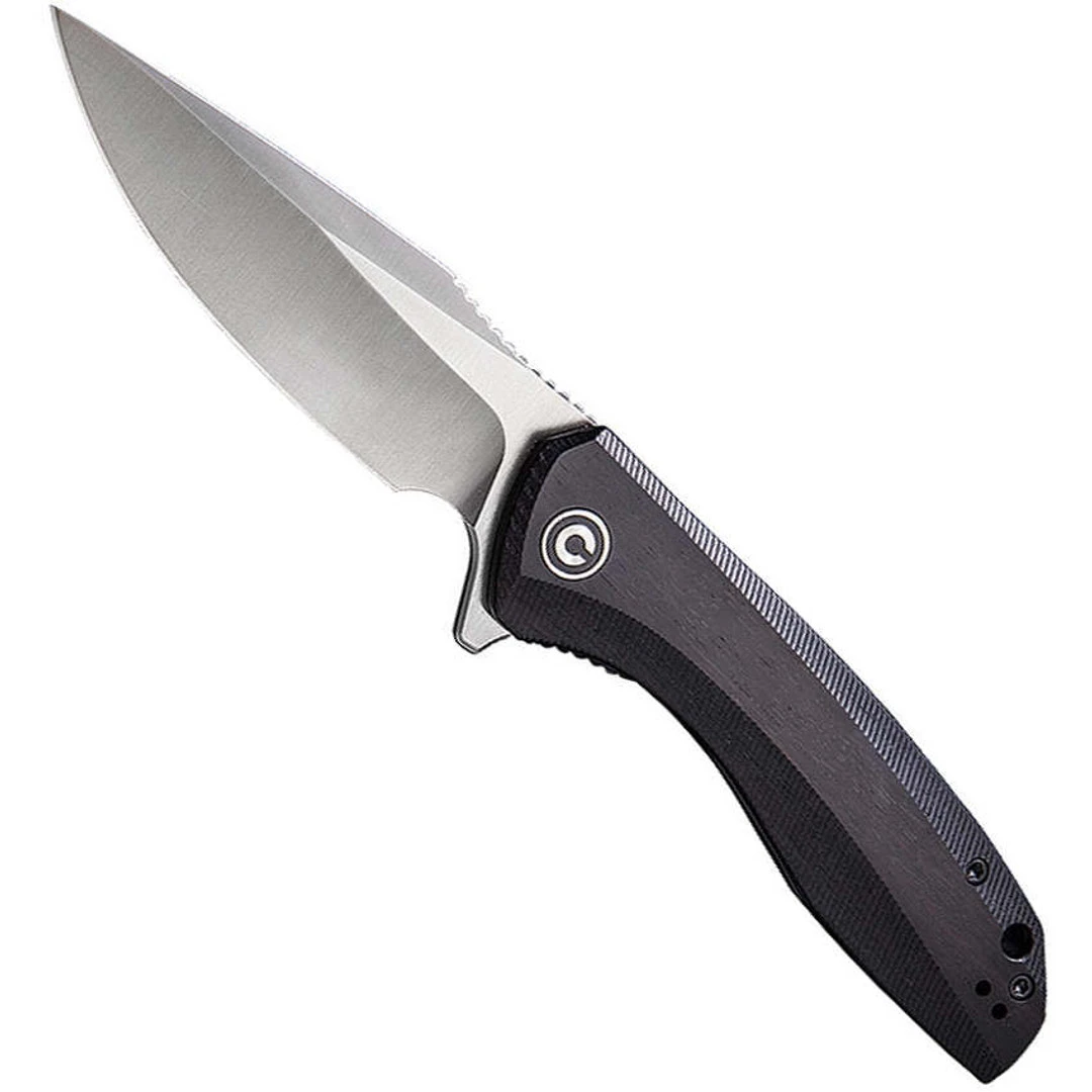 CIVIVI Ebony Wood Baklash Flipper Knife, Satin Blade 1 CIVIVI Ebony Wood Baklash Flipper Knife, Satin Blade