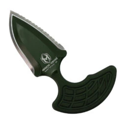 Heretic Knives Green Sleight Push Dagger, Stonewash Full Serrated Blade