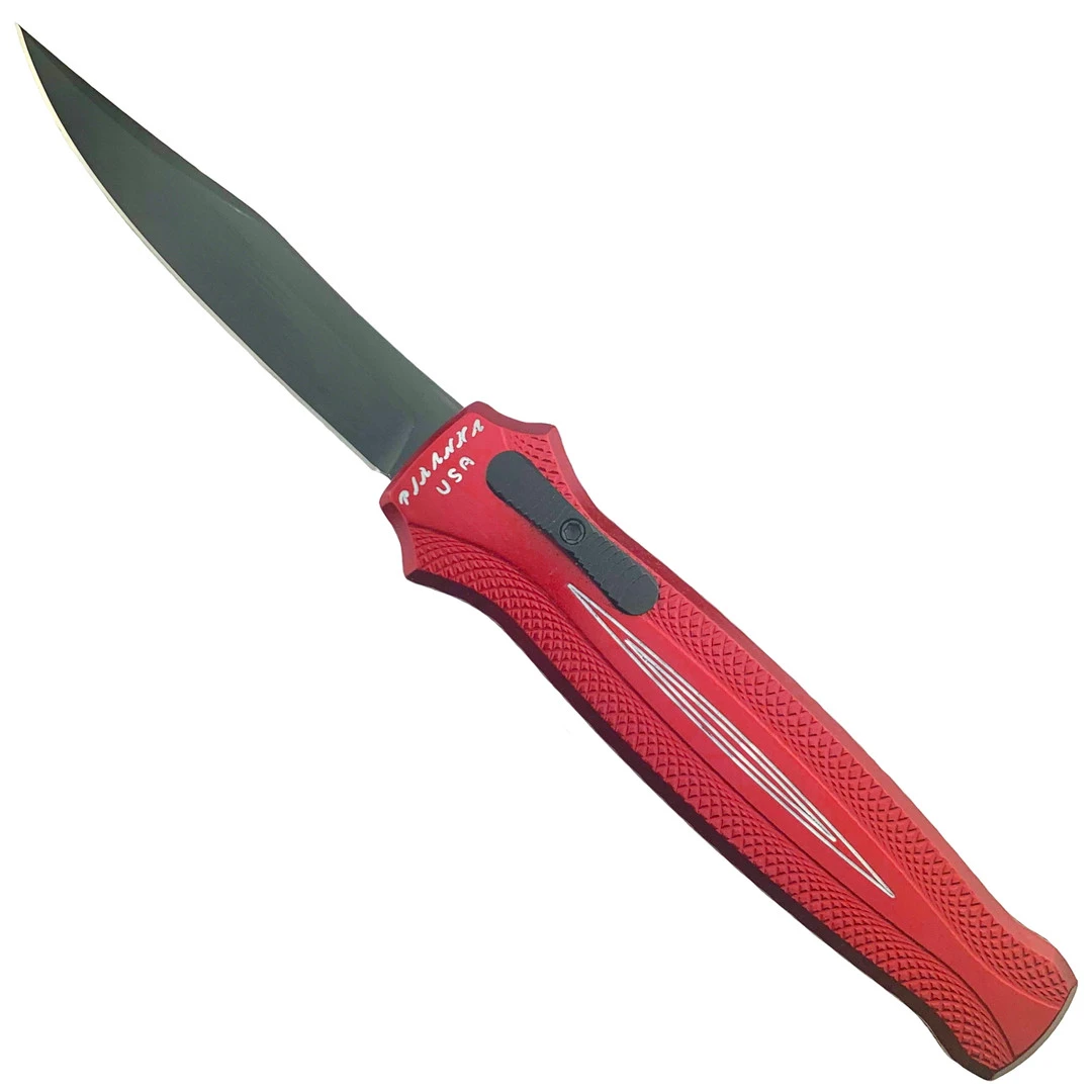 Piranha P-19RT Red Rated-R OTF Auto Knife, 154CM Black Blade 1 Piranha P-19RT Red Rated-R OTF Auto Knife, 154CM Black Blade
