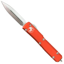 Microtech 122-10OR Orange Contoured Ultratech D/E OTF Auto Knife, Double Edge Stonewash Blade
