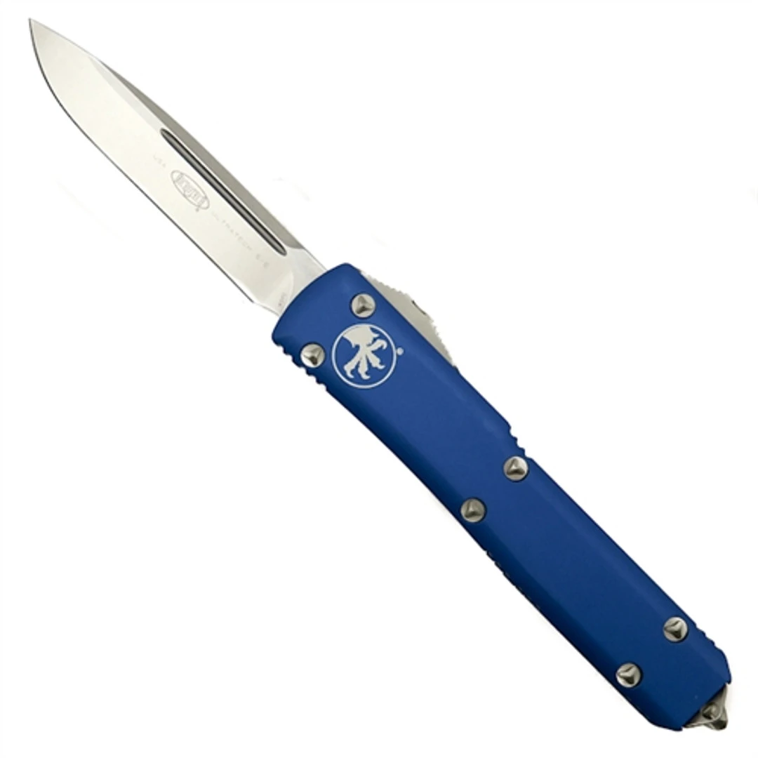 Microtech 121-10CCBL Blue Contoured Ultratech S/E OTF Auto Knife, Stonewash Blade 1 Microtech 121-10CCBL Blue Contoured Ultratech S/E OTF Auto Knife, Stonewash Blade