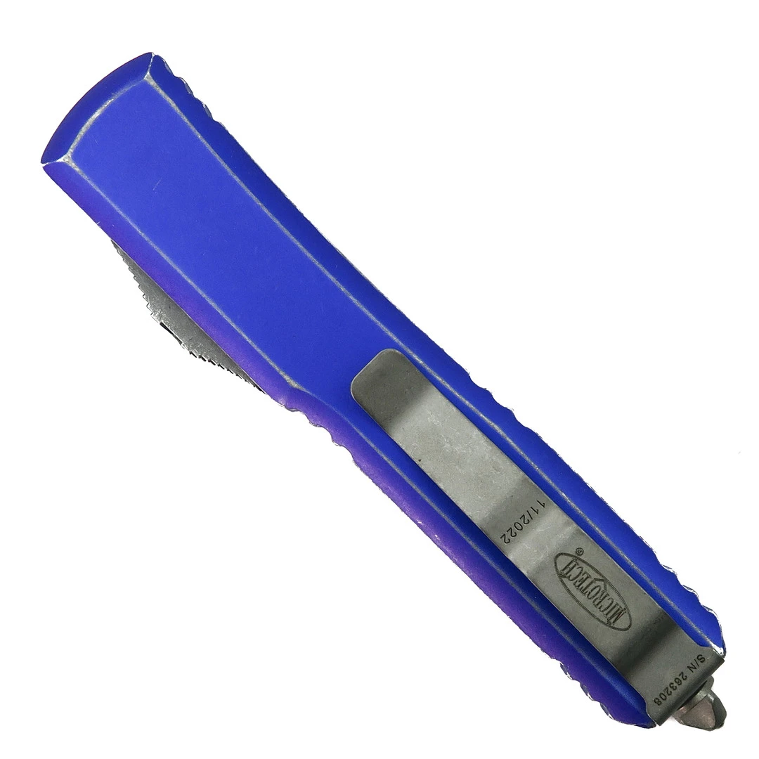 Microtech Distressed Purple Ultratech OTF Auto Knife, Apocalyptic Blade 2 Microtech Distressed Purple Ultratech OTF Auto Knife, Apocalyptic Blade - Image 2