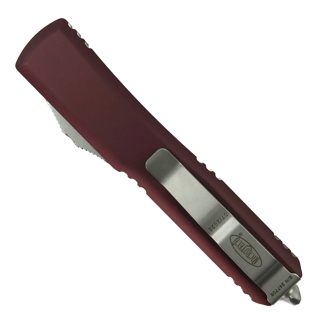 Microtech Merlot Ultratech OTF Auto Knife, Full Serrated Satin Dagger Blade 2 Microtech Merlot Ultratech OTF Auto Knife, Full Serrated Satin Dagger Blade - Image 2