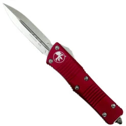 Microtech Red Troodon Dagger OTF Auto Knife, Stonewash Blade