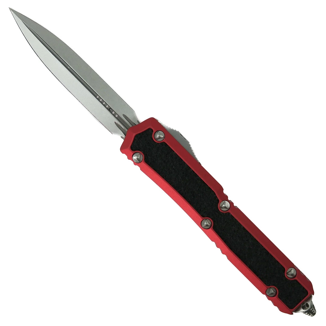 Microtech Signature Series Red Makora OTF Knife, Stonewash Dagger Blade 1 Microtech Signature Series Red Makora OTF Knife, Stonewash Dagger Blade