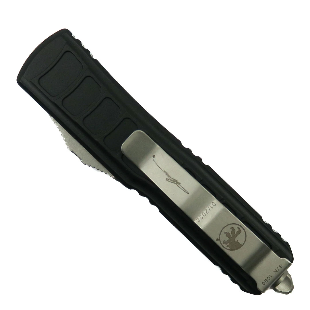 Microtech Signature Series UTX-85 OTF II Auto Knife, Stonewash Part Serrated Blade 2 Microtech Signature Series UTX-85 OTF II Auto Knife, Stonewash Part Serrated Blade - Image 2