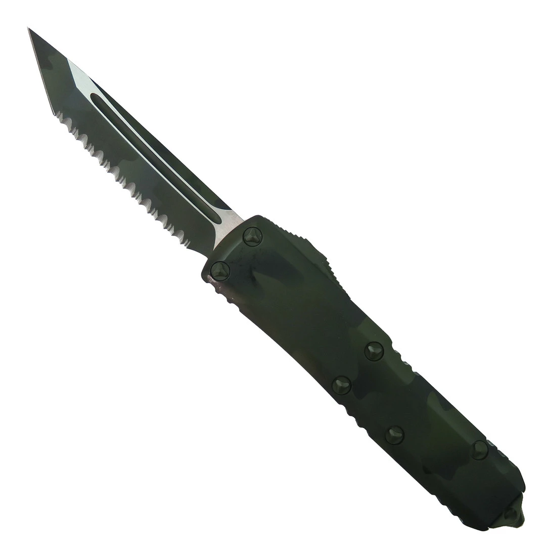 Microtech Signature Series Olive Camo UTX-85 OTF Auto Knife, Serrated Tanto Blade 1 Microtech Signature Series Olive Camo UTX-85 OTF Auto Knife, Serrated Tanto Blade