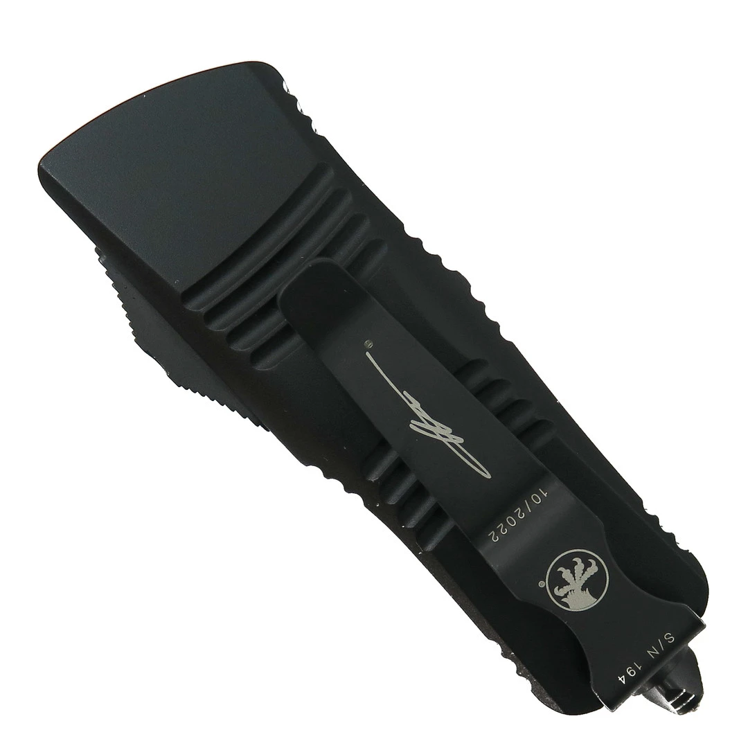 Microtech Signature Series Carbon Fiber Mini Troodon CA Legal OTF Auto Knife, Damascus Blade 2 Microtech Signature Series Carbon Fiber Mini Troodon CA Legal OTF Auto Knife, Damascus Blade - Image 2