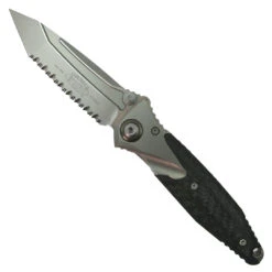 Microtech Socom Bravo Folder Knife, Blasted Tanto Serrated Blade