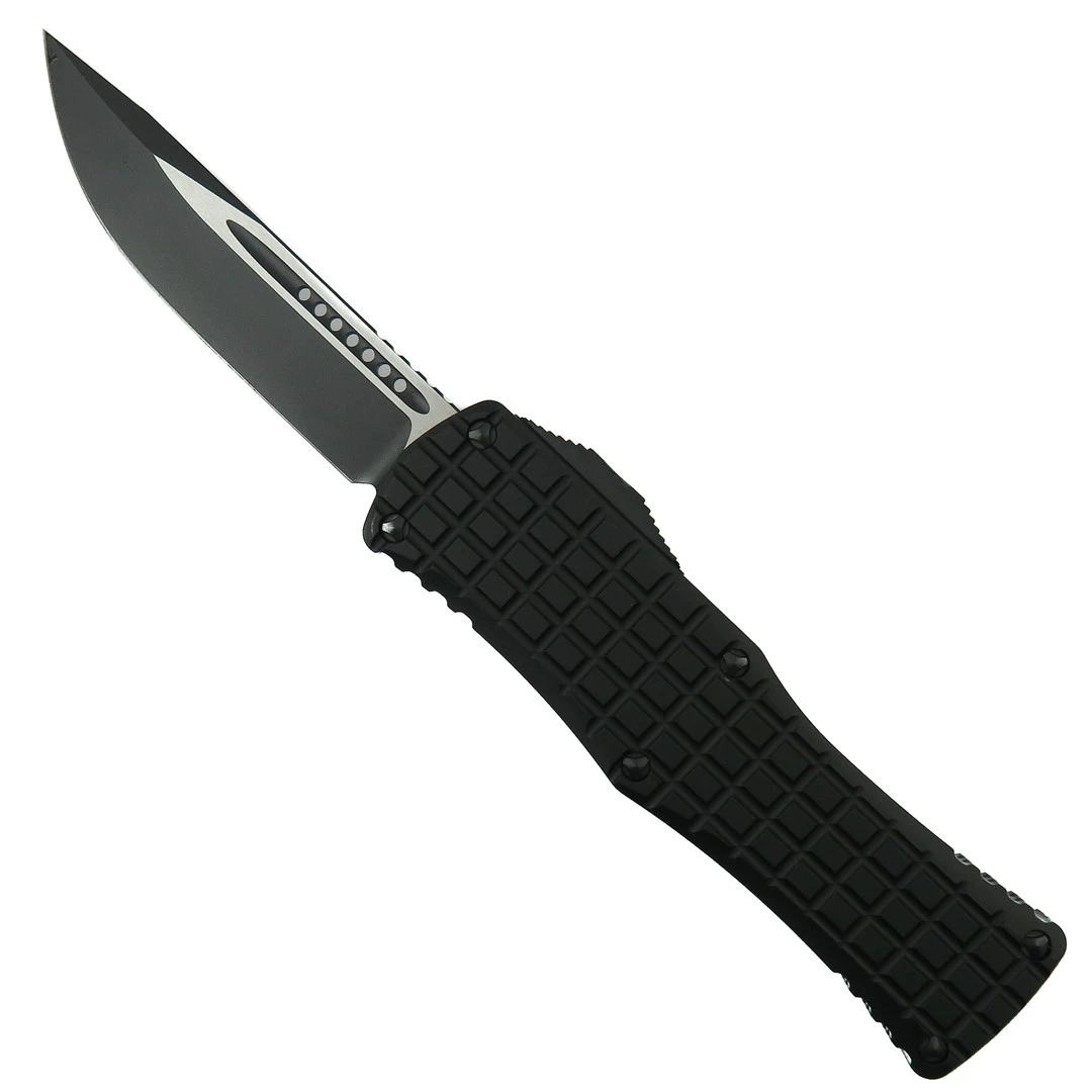 Microtech Signature Series Frag Pattern Hera OTF Knife, Black Single Edge Blade 1 Microtech Signature Series Frag Pattern Hera OTF Knife, Black Single Edge Blade