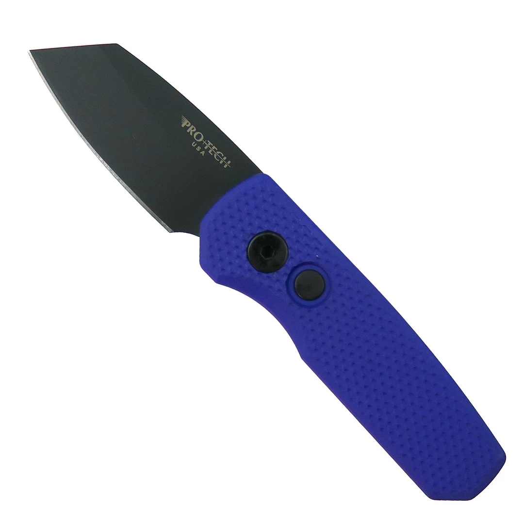 Pro-Tech Textured Purple Runt 5 Auto Knife, Reverse Tanto Black Magnacut Blade 1 Pro-Tech Textured Purple Runt 5 Auto Knife, Reverse Tanto Black Magnacut Blade