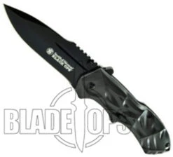 Smith & Wesson Black Ops Spring Assist Knife, Grey Handle, Tactical Black Drop Point, SWBLOP3 -Kershaw Sales SWBLOP3 4 08202.1533222166