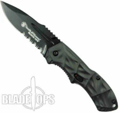 Smith & Wesson Small Black Ops Spring Assist Knife, Drop Point Combo Blade 5 Smith & Wesson Small Black Ops Spring Assist Knife, Drop Point Combo Blade -Kershaw Sales SWBLOP3SMS 4 07147.1533222052