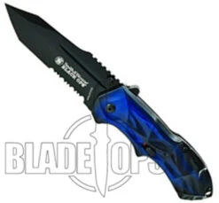 Smith & Wesson Black Ops Spring Assist Knife, Blue Handle, Tanto Black Part Ser Blade, BLOP3TBLS -Kershaw Sales SWBLOP3TBLS 4 96610.1533221881