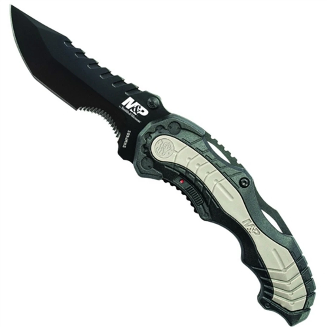 Smith & Wesson Black MAGIC SWMP6BS Spring Assist Knife, Black Part Serrated Blade 1 Smith & Wesson Black MAGIC SWMP6BS Spring Assist Knife, Black Part Serrated Blade