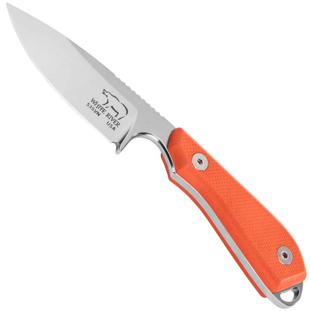 White River Knives Orange M1 Pro Fixed Blade Knife, S35VN Stonewash Blade 1 White River Knives Orange M1 Pro Fixed Blade Knife, S35VN Stonewash Blade
